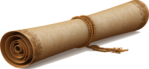 Graduation Diploma & Scroll PNG isolated on white background.