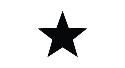 A stark black five pointed star design prominently featured against a plain white background silhouette