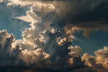 Dreamy cloudscape with soft painterly textures and sun rays