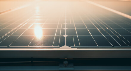 A detailed photograph of a solar panel array captures the essence of sustainable energy and environmental consciousness.