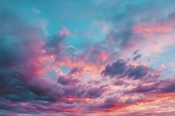 Vibrant Sunset Sky with Dreamy Pink and Purple Clouds
