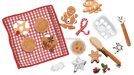 Festive christmas baking scene with gingerbread cookies and holiday decorations for a joyful celebration