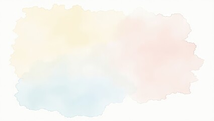 Soft watercolor wash background displaying a blend of pastel hues including yellow, blue, and pink, creating a gentle gradient effect with rough, organic edges against a bright white background.