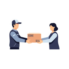 Obraz premium Delivery man handing package to customer for successful transaction.