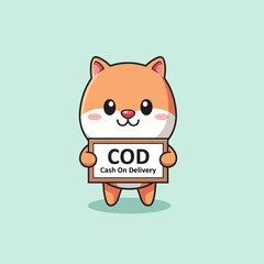 Cute Hamster Holding COD Cash On Delivery Sign.