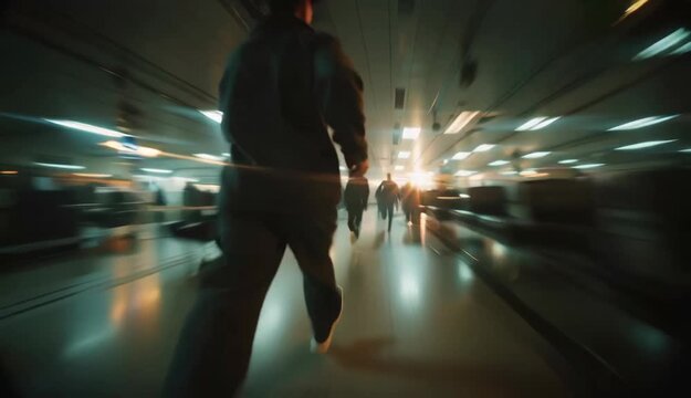 Hallway Rush A Journey Through a Motion-Blurred Industrial Setting