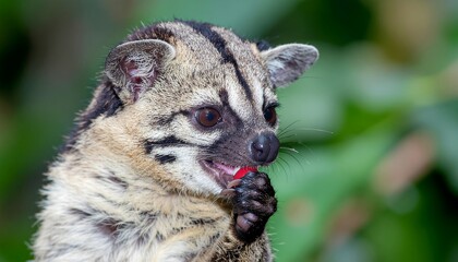 Cute close-up of a brown meerkat, a wild mammal similar to a ferret, sitting isolated on a white background
