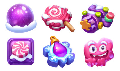 Frosty and Colorful Candy Modules in 3D Style for Fun Illustrative Designs