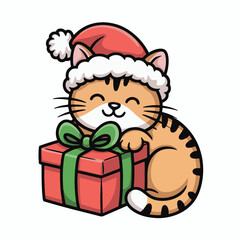 Christmas Cat with Santa Hat