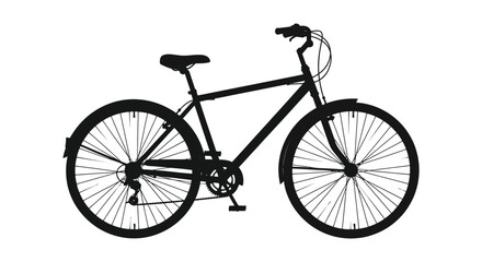 A striking black outline of a classic bicycle showcasing its form and design silhouette