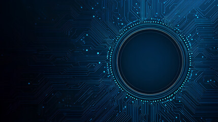 Circuit board frame with an empty place in the center on a technology blue background. AI innovation concept. Tech template for web and presentations. Digital vector illustration Stock Vector 