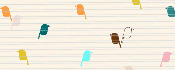 Pattern of colorful birds. Stylish repeating and seamless bird pattern.