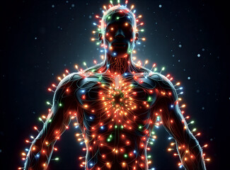 X-Ray Human Body with Christmas Lights