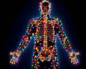 X-Ray Human Body with Christmas Lights