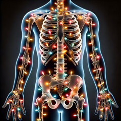 X-Ray Human Body with Christmas Lights