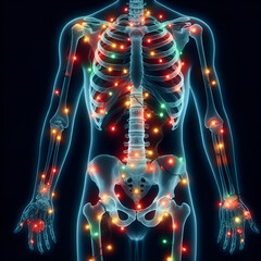 X-Ray Human Body with Christmas Lights
