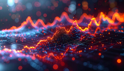 Digital Data Stream: An abstract visualization of digital data streams, with pulsating lines of data flow in a dark environment. The vibrant light represents the flow of information.