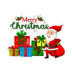 Festive Christmas Celebration with Santa and Gifts.