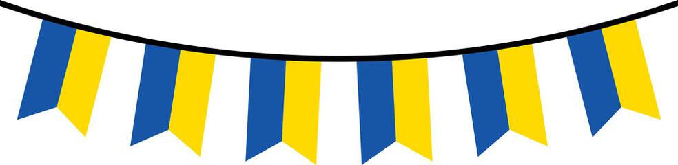 Seamless flag of Ukraine party bunting border. Flat design illustration.