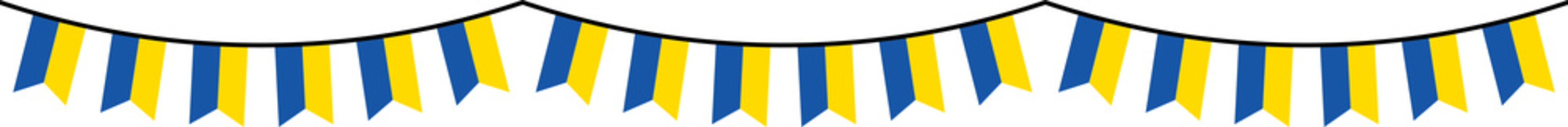 Seamless flag of Ukraine party bunting border. Flat design illustration.