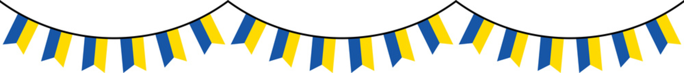 Seamless flag of Ukraine party bunting border. Flat design illustration.