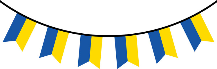 Seamless flag of Ukraine party bunting border. Flat design illustration.