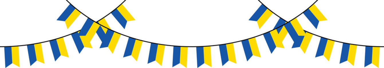 Seamless flag of Ukraine party bunting border. Flat design illustration.