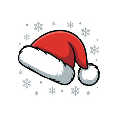 Cute Tilted Santa Hat with Snowflakes