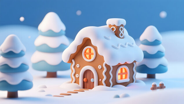 A Warm and Dreamy Snow Village Scene