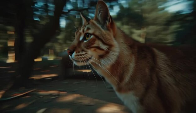 Caracal Cat Running, Wild Animal, African Wildlife, Motion Blur