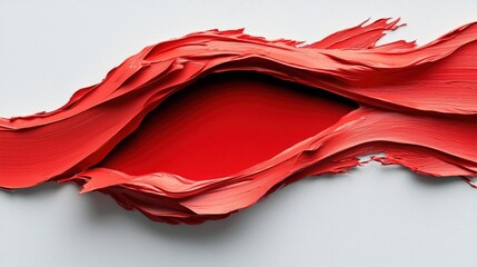 Abstract image of a red paint stroke on a white background, creating a textured design.