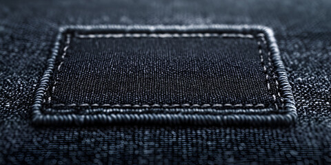 Close-Up Stitched Fabric Label with Detailed Texture