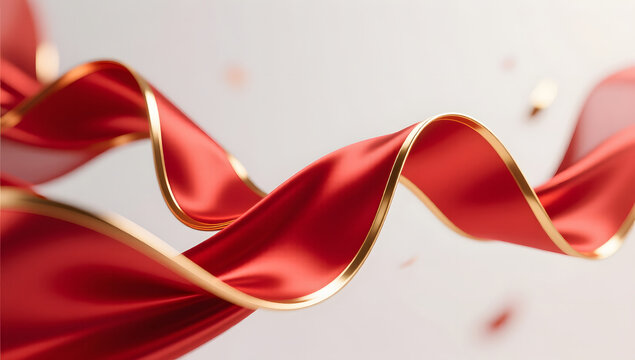 Red Satin Ribbon Celebration Art Background - Powered by Adobe