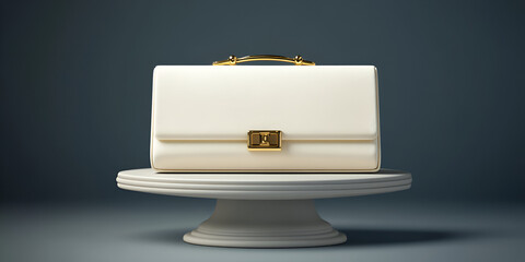 Elegant Clutch Purse with Gold Clasp on Pedestal