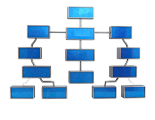 Blue hierarchical diagram with connections