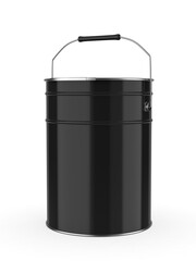 Metal paint Bucket For Mockup Blank Template Design And Branding, 3d render illustration.