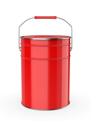Metal paint Bucket For Mockup Blank Template Design And Branding, 3d render illustration.