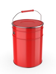 Metal paint Bucket For Mockup Blank Template Design And Branding, 3d render illustration.