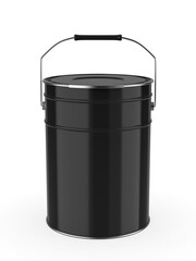 Metal paint Bucket For Mockup Blank Template Design And Branding, 3d render illustration.