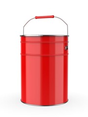 Metal paint Bucket For Mockup Blank Template Design And Branding, 3d render illustration.