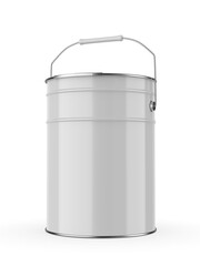 Metal paint Bucket For Mockup Blank Template Design And Branding, 3d render illustration.