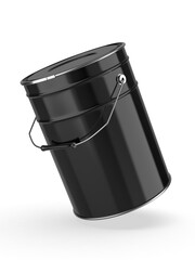 Metal paint Bucket For Mockup Blank Template Design And Branding, 3d render illustration.