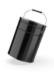 Metal paint Bucket For Mockup Blank Template Design And Branding, 3d render illustration.