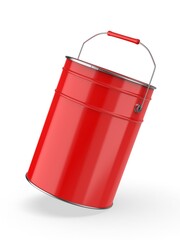 Metal paint Bucket For Mockup Blank Template Design And Branding, 3d render illustration.
