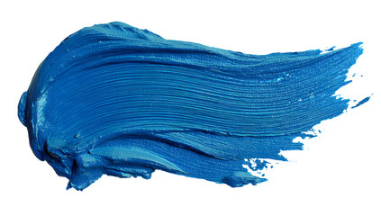 Fototapeta premium Vibrant textured brush stroke of rich cobalt blue oil paint with visible bristle marks isolated on transparent background