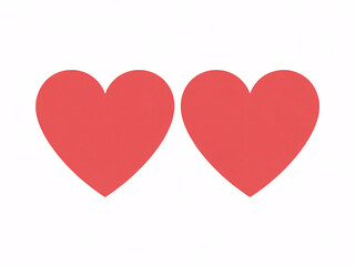 Two red hearts side by side on a white background, symbolizing love and affection.