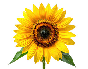 Fototapeta premium Radiant, yellow sunflower blossom against a dark background