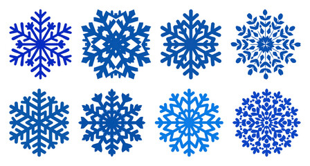PNG Blue snowflakes vector set, element set on transparent background