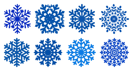 PNG Blue snowflakes vector set, element set on transparent background