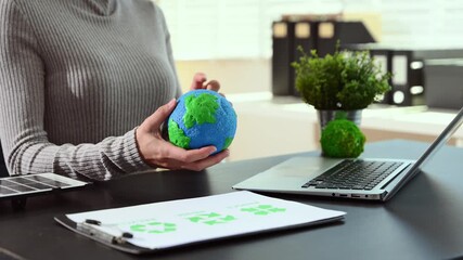 Business meeting for ESG, net zero, and sustainability goals. Green energy, climate action, and eco-friendly strategies with globe and NET ZERO concepts. - Powered by Adobe